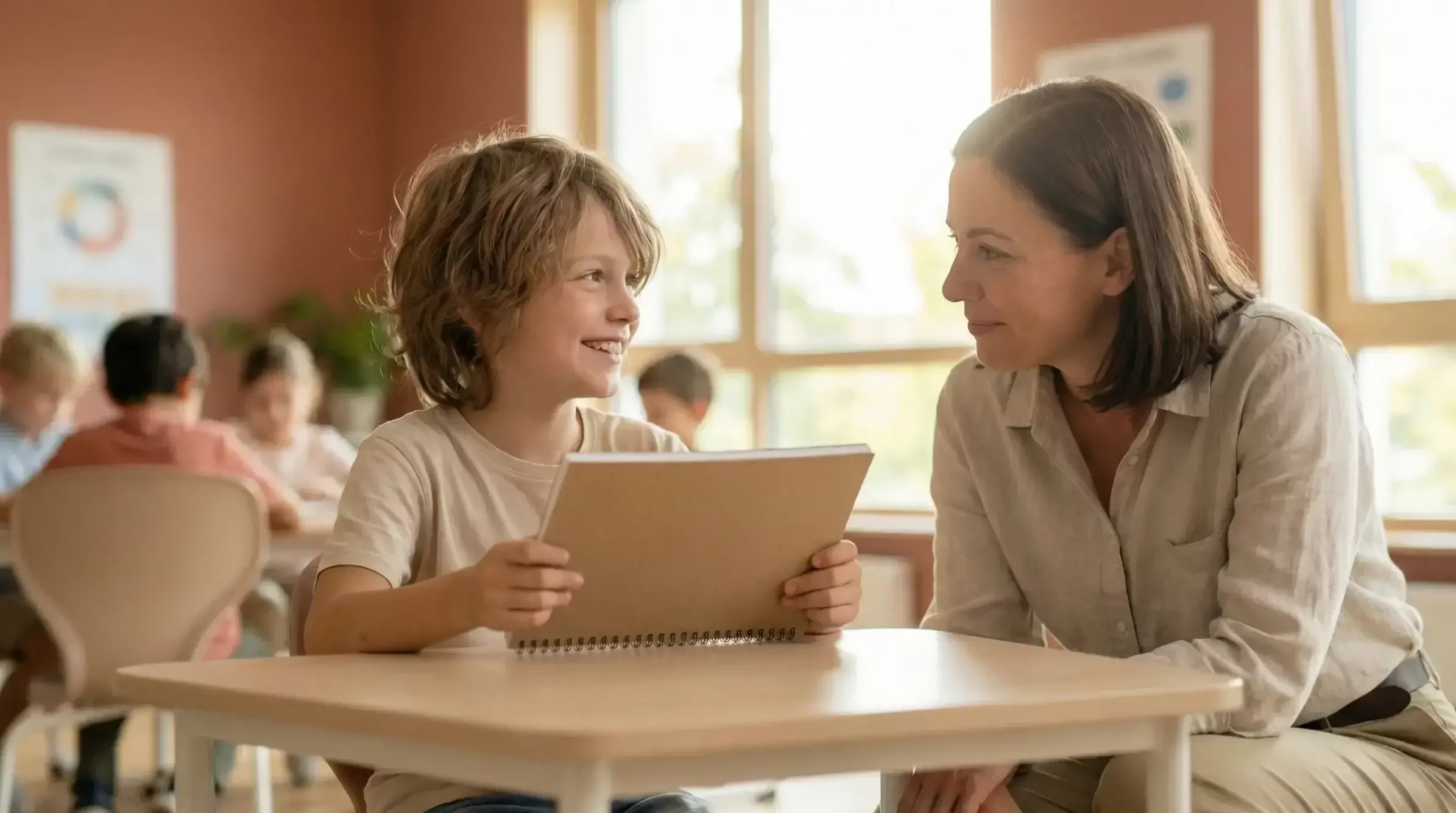 Schulbegleitung mit Kind im Klassenzimmer